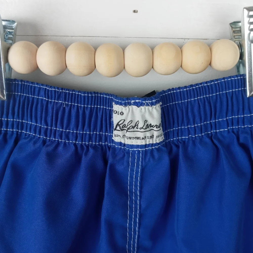 Polo Ralph Lauren boys size 12 mos royal and navy blue stripe swim trunks